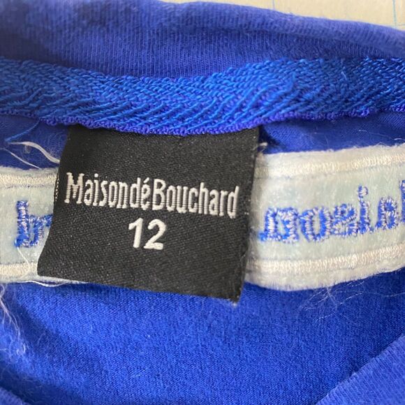Boy’s Size 12 Shirt Maison De Bouchard Big Logo Blue Short Sleeve Crewneck - Picture 5 of 5